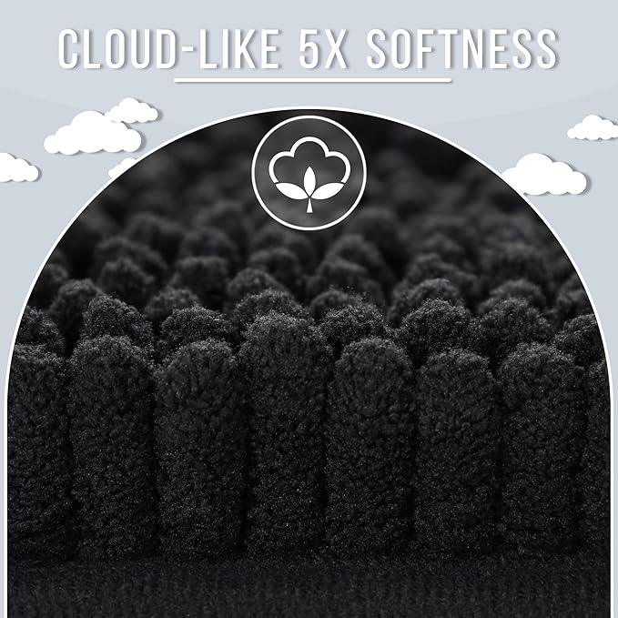 Yimobra Bathroom Rug Mat 36 x 24, Non Slip and Super Absorbent Bath Mat,Machine Washable Quick Dry,Ultra Plush Chenille Shower Rugs for Bathroom Floor Sink Tub and Shower Outside,Black - ModernBath