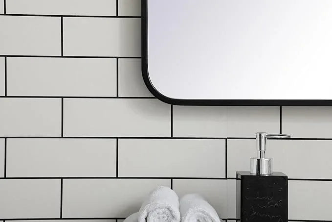 ARS Concepts Aura, Soft Corner Metal Rectangular Mirror 22X40 Inch in, Modern, Black - ModernBath