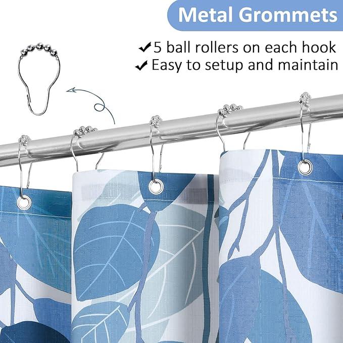 BOODII Exera Long Shower Curtains 72x84, Grey Eucalyptu Shower Curtains for Bathroom Floral Watercolor Leaves Botanical Curtain Nature Fabric Bath Curtain Country Plant Cloth - ModernBath