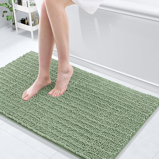 Arotive Luxury Chenille Bathroom Rug Mat, Extra Soft Thick Absorbent Shaggy Bath Rugs, Non-Slip Machine Wash Dry, Plush Bath Mats for Bathroom, Shower and Tub, 44x24, Sage Green - ModernBath