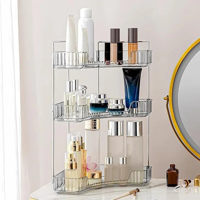 Weidace Corner Bathroom Counter Organizer Bathroom Countertop Shelf Makeup Organizer for Vanity Perfume Tray for Corner Storage (3 Tiers, Grey) - ModernBath