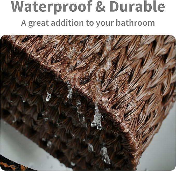 GRANNY SAYS Toilet Paper Storage, Toilet Paper Basket for Bathroom, 6 Mega Rolls Holder with Storage, Waterproof Bathroom Storage Baskets, Brown - ModernBath