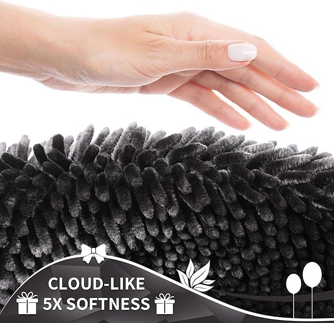 Yimobra Bathroom Rugs Sets 2 Piece, Soft Absorbent Bath Mat and U-Shaped Toilet Rug with Non Slip Backing, Luxury Shaggy Bath Mats for Bathroom, Machine Washable, 31.5"x20"+24"x20", Dark Grey - ModernBath