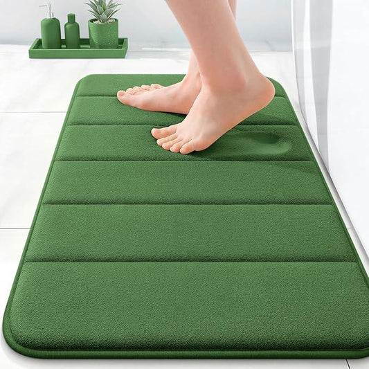 OLANLY Memory Foam Bath Mat 24x16, Super Soft Absorbent Bathroom Rugs, Quick Dry, Machine Washable Shower Floor Rugs, Bathmat Carpet, Bathroom Home Decor Accessories, Olive Green - ModernBath