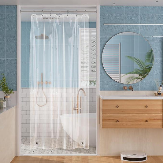 Titanker Shower Stall Curtain Liner, 42x72 Clear PEVA Lightweight Single Stall Narrow Shower Curtain for Bathroom with Magnets and Rustproof Grommet Holes - ModernBath