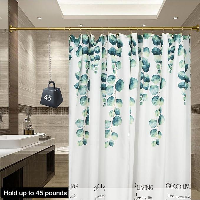 Artiwell Heavy Duty Shower Rod, Adjustable Shower Curtain Rod, Expandable 47-84 Inch, Permanent Mount Shower Rod, Never Rust Stainless Steel For Window Curtain and Closet, Brushed Gold - ModernBath