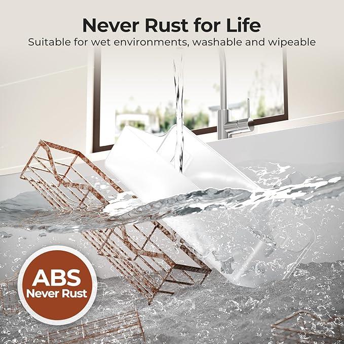 Orimade Shower Caddy 4-Pack, No-Drill Adhesive Shelves for Bathroom, Rustproof ABS Storage Organizer Set, Clear - ModernBath