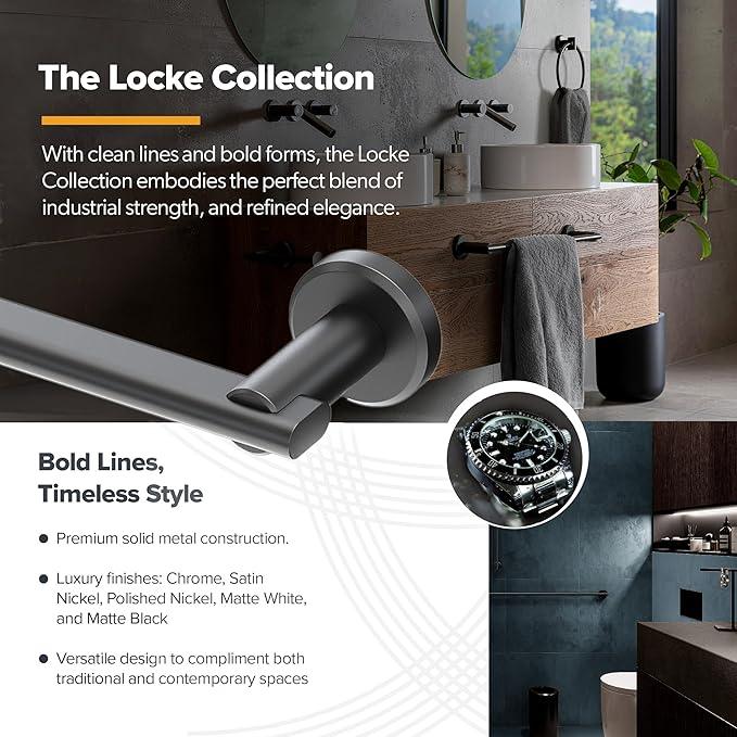 Gatco 5476 Locke Glass Shelf, Polished Nickel/Wall Mounted 20.13" X 5.38" Tempered/Floating Rectangle Glass Shelf for Bathroom - ModernBath