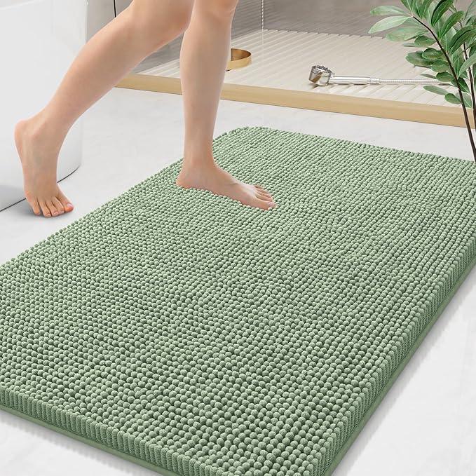 Arotive Bathroom Rugs 44x24, Extra Soft Absorbent Shaggy Chenille Bath Rugs, Machine Washable Rubber Backing Non-Slip Bath Mats for Bathroom Floor Tub and Shower, Home Decor Accessories, Sage Green - ModernBath