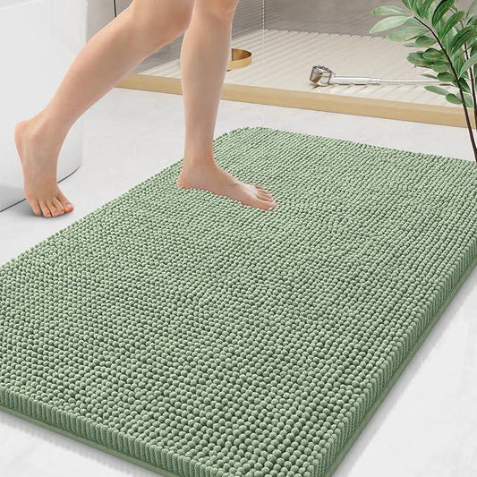 Arotive Bathroom Rugs 44x24, Extra Soft Absorbent Shaggy Chenille Bath Rugs, Machine Washable Rubber Backing Non-Slip Bath Mats for Bathroom Floor Tub and Shower, Home Decor Accessories, Sage Green - ModernBath