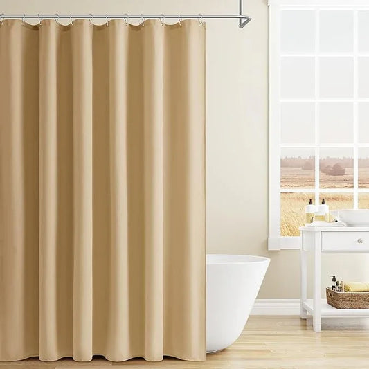 Naturoom Gold Yellow Linen Shower Curtain, Country Boho Farmhouse Bath Decor Shower Curtains Neutral Cloth Weighted Textured Fabric Bath Curtain Liner with Hooks, 72x84 - ModernBath