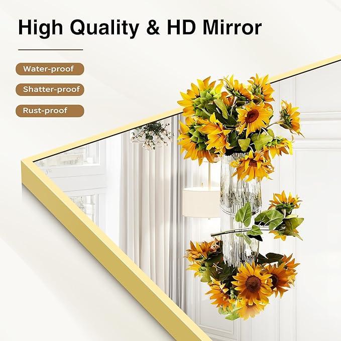 COFENY 40x48inch Gold Bathroom Mirror, Silver Rectangle Mirror with Frame, Large Rectangular Wall Mirrors for Bathroom, Living Room, Hair Salon, Big Farmhouse Mirror Hang Horizontal/Vertical - ModernBath