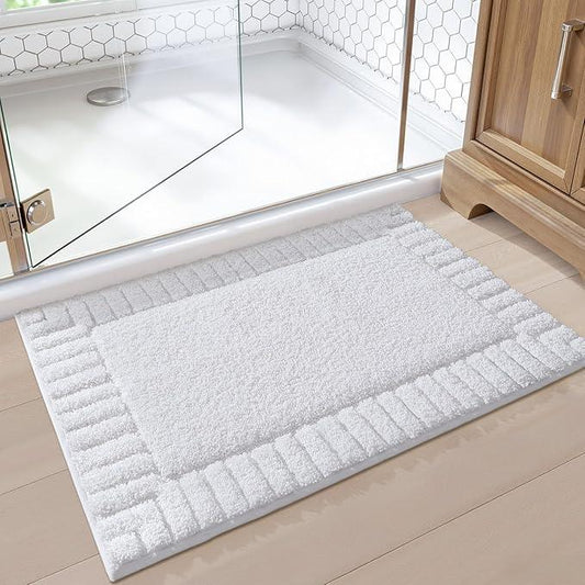 LUMI Bathroom Rugs Non Slip with Rubber Backing, Extra Soft Plush Microfiber Bath Rug Absorbent, Machine Washable Bath Mat Quick Dry for Tub, Shower, Hotel, White, 20"x32" - ModernBath