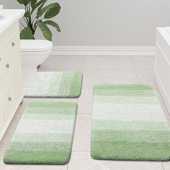 Arotive Microfiber Bathroom Rugs, Shaggy Soft and Absorbent Bath Rug, Non-Slip, Thick Plush Machine Washable Dry Bath Mats for Bathroom, Tub and Shower, 24x16, Sage Green, Rectangular - ModernBath