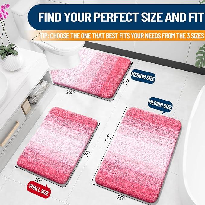 OLANLY Bathroom Rug Mat 24x16, Extra Soft and Absorbent Microfiber Bath Rugs, Non-Slip Plush Shaggy Bath Carpet, Machine Wash Dry, Bath Mats for Bathroom Floor, Tub and Shower, Pink - ModernBath