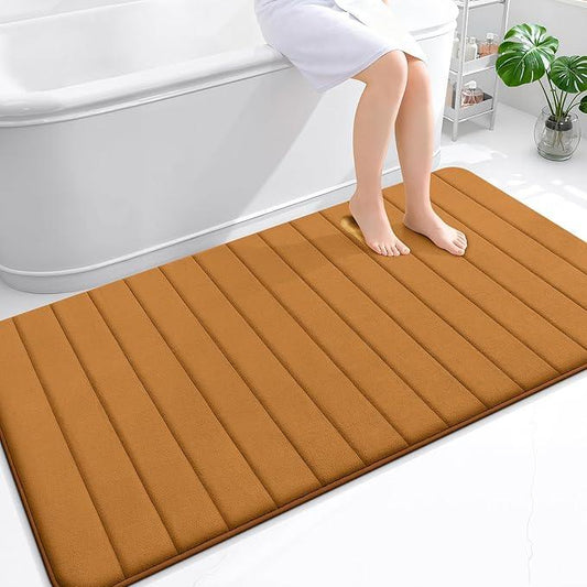 OLANLY Memory Foam Bath Mat 59x35, Super Soft Absorbent Bathroom Rugs, Quick Dry, Machine Washable Shower Floor Rugs, Bathmat Carpet, Bathroom Home Decor Accessories, Ochre - ModernBath