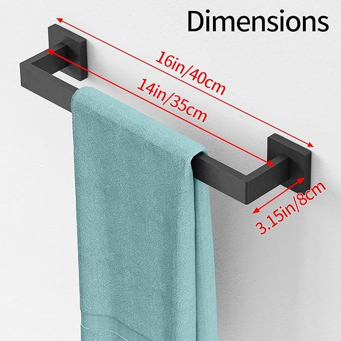 Bathroom Towel Bar,16 Inch Towel Racks for Bathroom Wall Mounted,Stainless Steel Towel Rail Hanger for Wall,Matte Black Towel Holder for Wall, Kitchen(2 Pack) - ModernBath