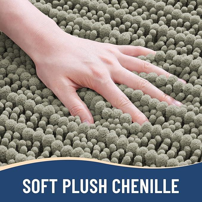 Arotive Luxury Chenille Bathroom Rug Mat, Extra Soft Thick Absorbent Shaggy Bath Rugs, Non-Slip Machine Wash Dry, Plush Bath Mats for Bathroom, Shower and Tub, 47x24, Warm Taupe - ModernBath