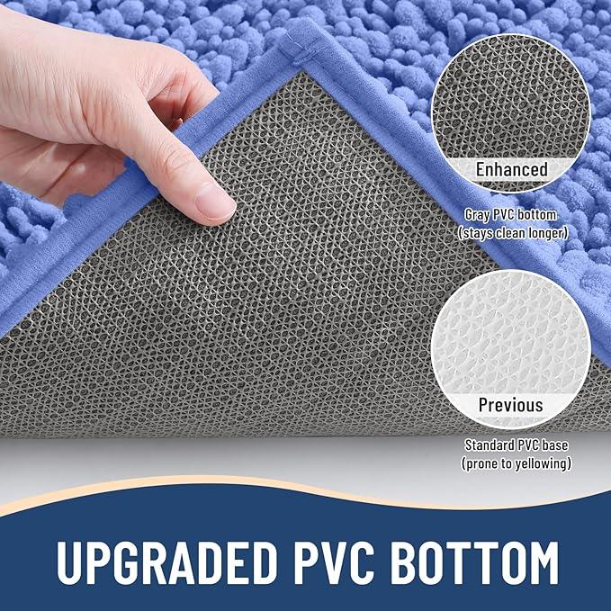 Arotive Luxury Chenille Bathroom Rug Mat, Extra Soft Thick Absorbent Shaggy Bath Rugs, Non-Slip Machine Wash Dry, Plush Bath Mats for Bathroom, Shower and Tub, 47x24, Cornflower Blue - ModernBath
