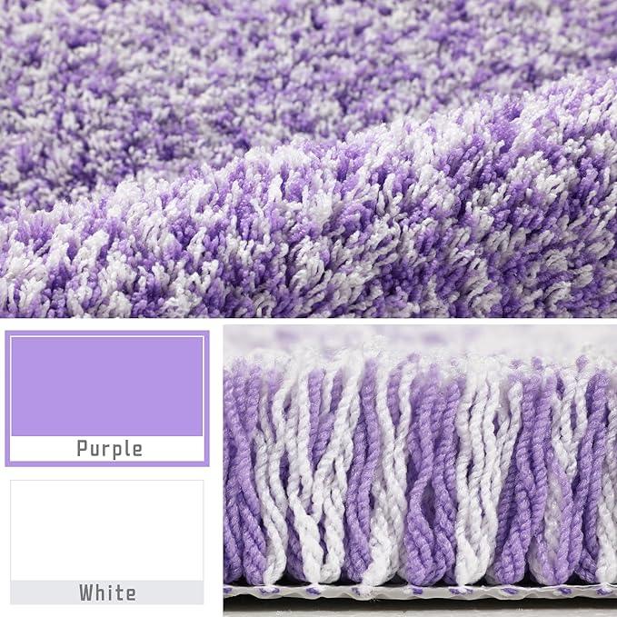 Yimobra Bath Rugs for Bathroom 32x20, Ultra Soft and Water Absorbent Bath Mats, Non Slip Plush Shower Mat Outside, Microfiber Thick Matts for Bathroom Floor/Tub, Machine Washable, Purple and White - ModernBath