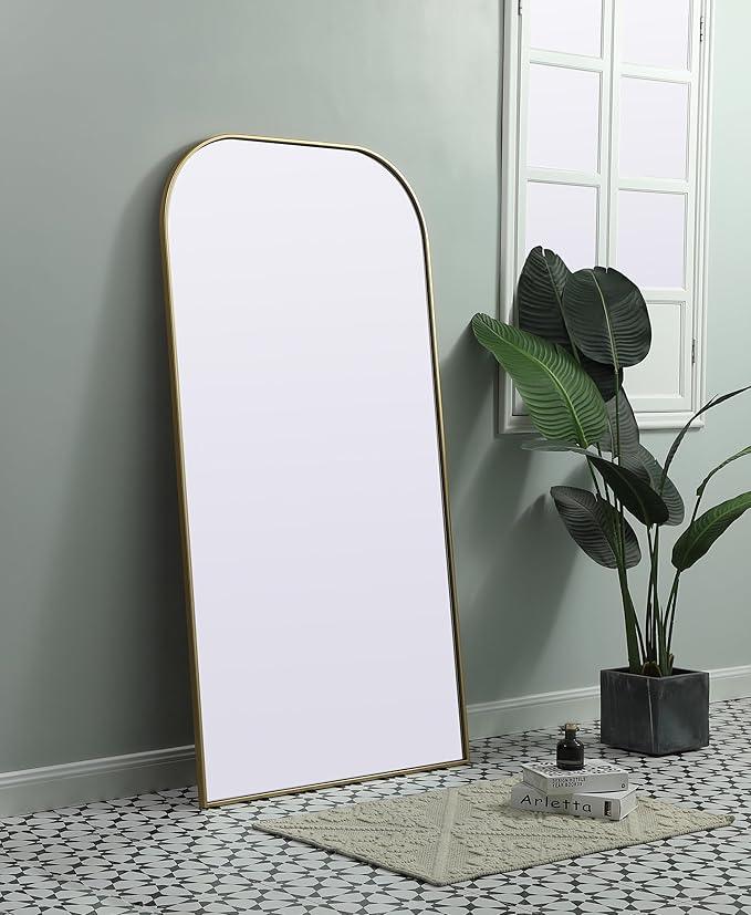 Illuminate, Metal Frame Arch Full Length Mirror 35X66 Inch in, Modern, Brass - ModernBath