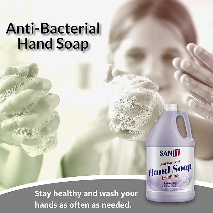 Sanit Antibacterial Foaming Hand Soap Refill - Advanced Formula with Aloe Vera and Moisturizers - All-Natural Moisturizing Hand Wash - Made in USA, Lavender, 1 Gallon - ModernBath