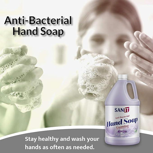 Sanit Antibacterial Foaming Hand Soap Refill - Advanced Formula with Aloe Vera and Moisturizers - All-Natural Moisturizing Hand Wash - Made in USA, Lavender, 1 Gallon - ModernBath