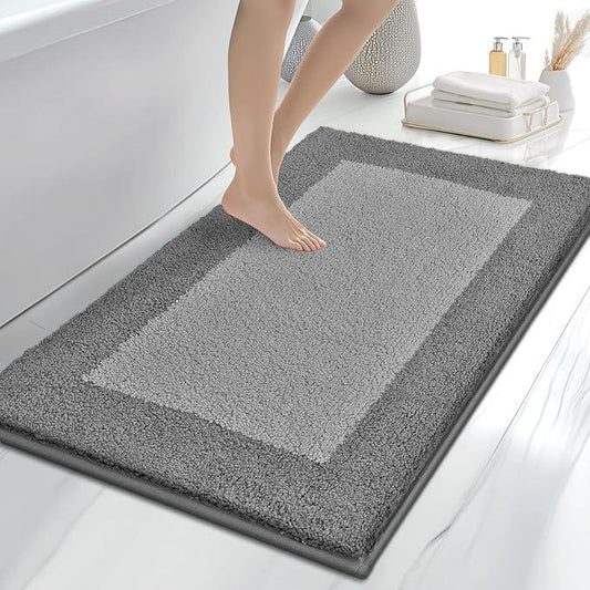 anllugs Bathroom Rugs 30" x 46", Non-Slip Extra Soft Absorbent Bath Rugs, Machine Washable Quick Dry Bath Mats for Bathroom Floor, Shower, Bathtub and Sink, Grey & Dark Grey - ModernBath