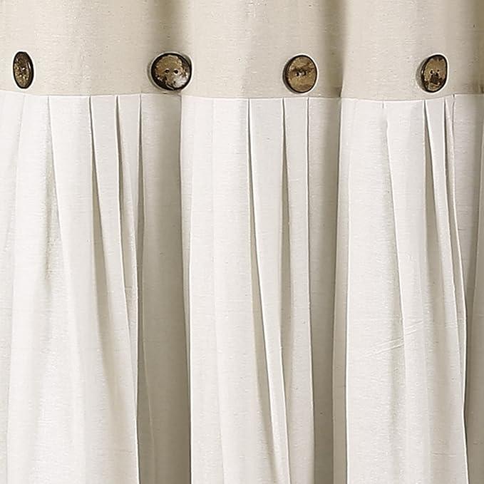 Lush Decor Linen Button Shower Curtain, 72" W x 78" L, Linen - Extra Long Shower Curtains - Neutral Shower Curtain Fabric - Farmhouse Bathroom Decor - ModernBath
