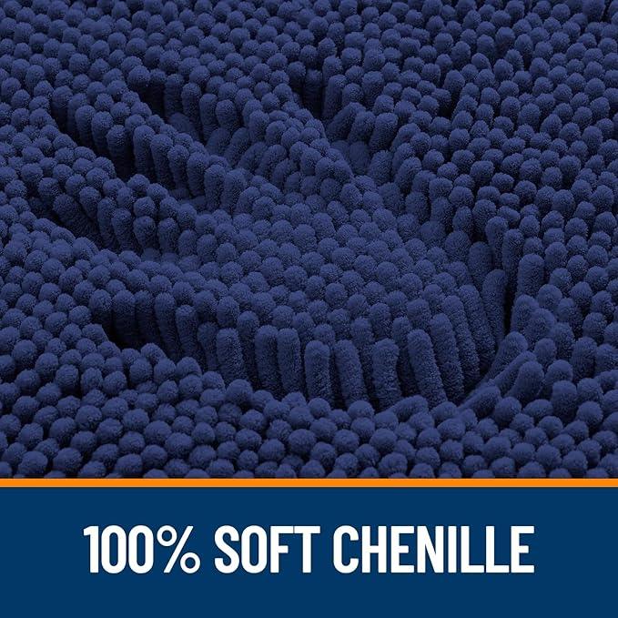 OLANLY Bathroom Rugs 24x16, Extra Soft Absorbent Chenille Bath Rugs, Rubber Backing Quick Dry, Machine Washable Bath Mats for Bathroom Floor, Tub and Shower, Home Decor Accessories, Twilight Sapphire - ModernBath