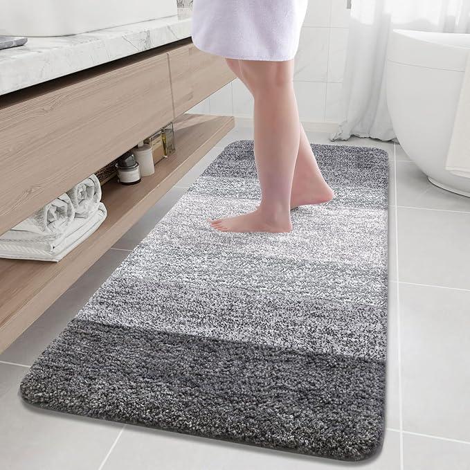Arotive Microfiber Bathroom Rugs, Shaggy Soft and Absorbent Bath Rug, Non-Slip, Thick Plush Machine Washable Dry Bath Mats for Bathroom, Tub and Shower, 59x35, Grey, Rectangular - ModernBath