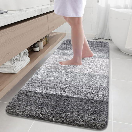 Arotive Microfiber Bathroom Rugs, Shaggy Soft and Absorbent Bath Rug, Non-Slip, Thick Plush Machine Washable Dry Bath Mats for Bathroom, Tub and Shower, 59x35, Grey, Rectangular - ModernBath