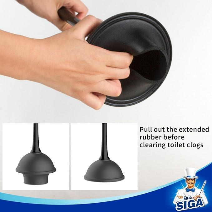 MR.SIGA Toilet Plunger and Bowl Brush Combo for Bathroom Cleaning, Black, 2 Sets - ModernBath