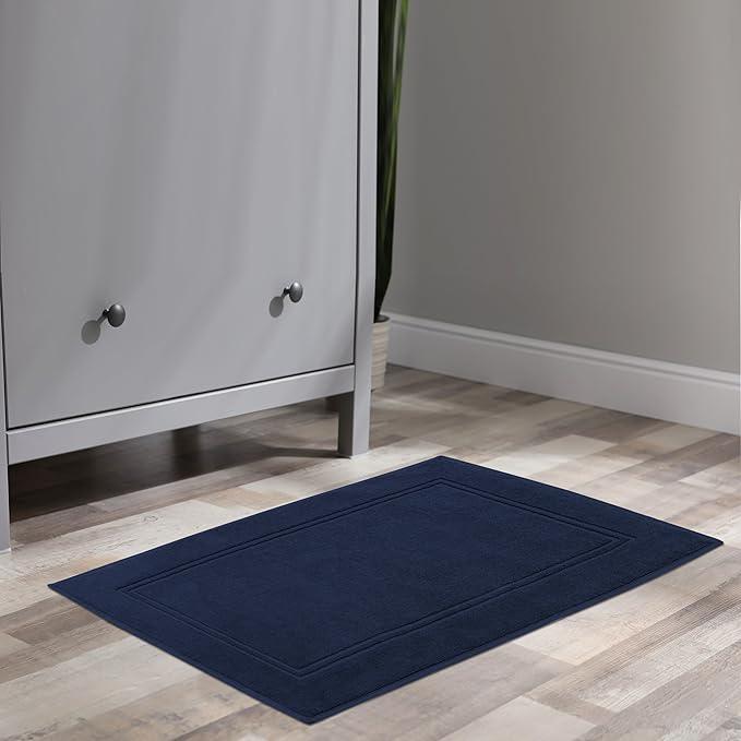 Tens Towels Pack of 2 Bath Mats 100% Cotton, 20 x 32 Inches, Super Absorbent, Hotel Quality Premium Floor Towels, Luxurious, Soft & Quick Dry, Not a Bathroom Rug, Navy - ModernBath