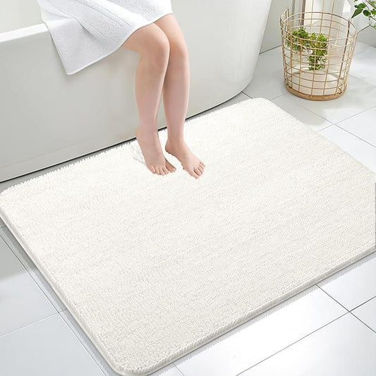 OLANLY Bathroom Rugs 40x32, Extra Soft Absorbent Chenille Bath Rugs, Rubber Backing Quick Dry, Machine Washable Bath Mats for Bathroom Floor, Tub and Shower, Home Decor Accessories, Ivory - ModernBath