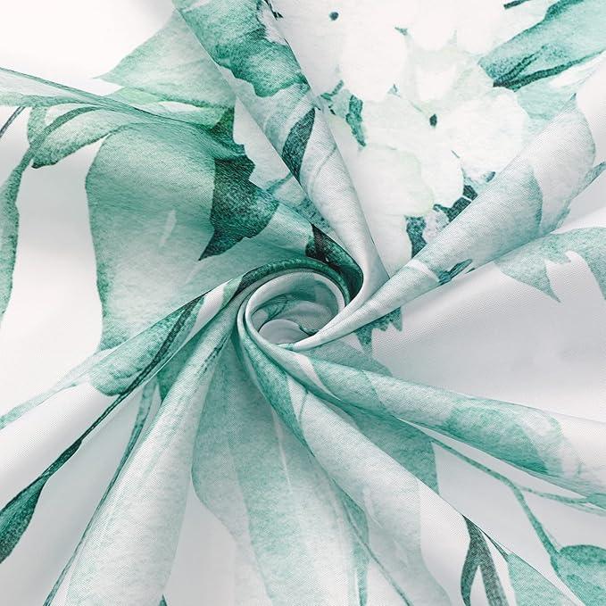 Gibelle Teal Eucalyptus Shower Curtain, Watercolor Plant Leaves with Floral Bathroom Shower Curtain Set with Hooks, 72x72 - ModernBath