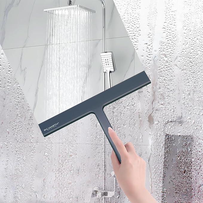 Shower Squeegee for Glass Doors, 9" Inch Width Silicone Rubber Blade Squeegee Window Cleaner Tool Squeegee for Shower Glass Doors Bathroom Mirror Car Window Tile - Gray - ModernBath