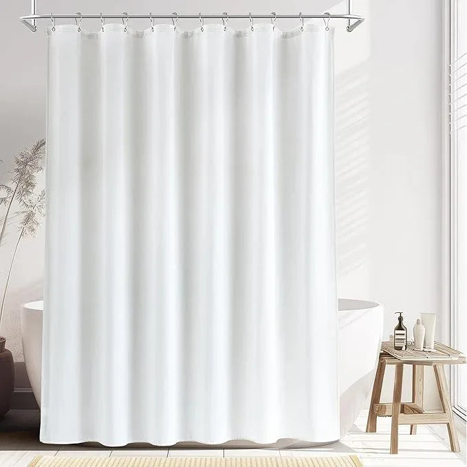 Jowels White Linen Shower Curtain, Boho Farmhouse Shower Curtain Set for Bathroom, 200GSM Luxury Weighted Water Resistant Fabric Textured Shower Curtains with 12 Metal Hooks, 72Wx72H - ModernBath