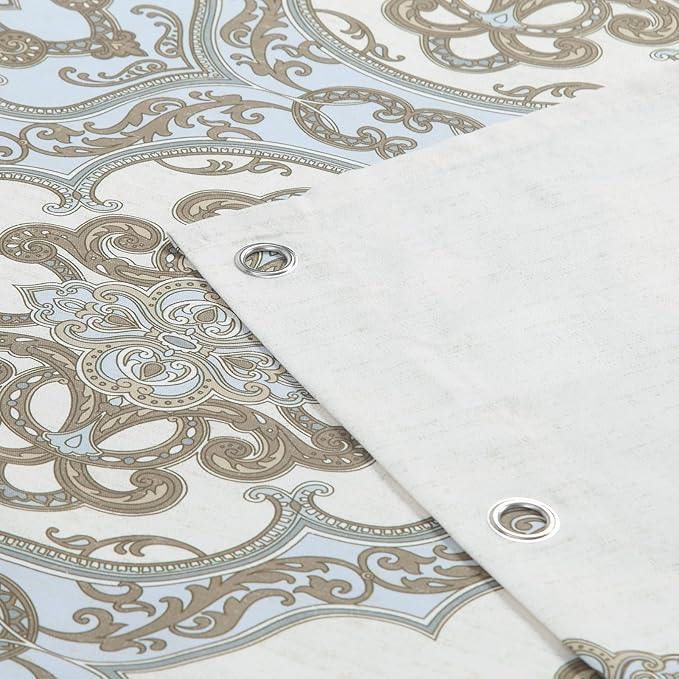 BESTRIPES Fabric Shower Curtain 78 Inches Long, Ivory Taupe Blue Moroccan Paisley Pattern Shower Curtains for Bathroom, 72" W x 78" H - ModernBath