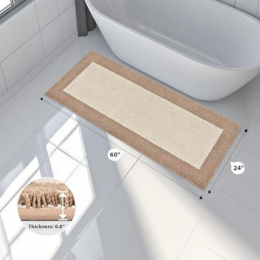 anllugs Bathroom Rugs 24" x 60", Non-Slip Extra Soft Absorbent Bath Rugs, Machine Washable Quick Dry Bath Mats for Bathroom Floor, Shower, Bathtub and Sink, Beige & Grayish Brown - ModernBath