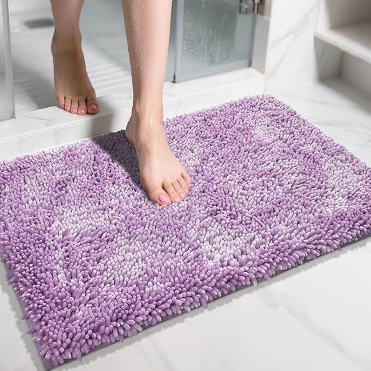 Yimobra Chenille Bathroom Rugs Non Slip, Extra Thick Soft Absorbent Bath Rug 31.5x20 Inch, Machine Washable Quick Dry Bath Mat for Bathroom Floor, Tub and Shower, Home Decor Accessories, Lilac - ModernBath