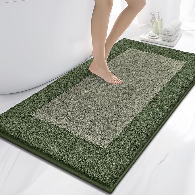 anllugs Bathroom Rugs 30" x 60", Non-Slip Extra Soft Absorbent Bath Rugs, Machine Washable Quick Dry Bath Mats for Bathroom Floor, Shower, Bathtub and Sink, Sage Green & Budding Green - ModernBath
