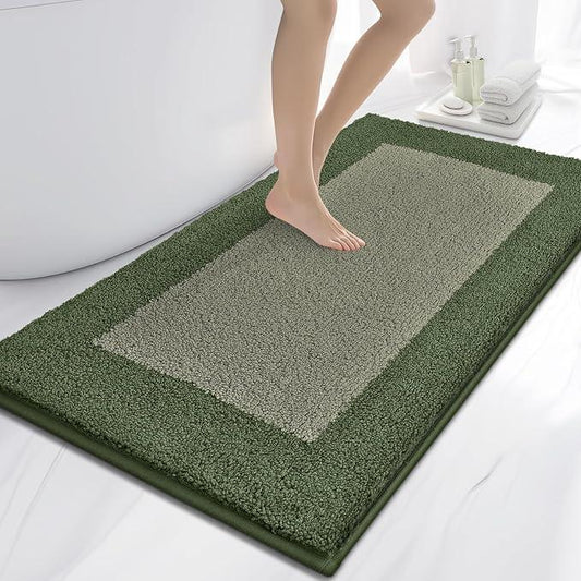 anllugs Bathroom Rugs 30" x 60", Non-Slip Extra Soft Absorbent Bath Rugs, Machine Washable Quick Dry Bath Mats for Bathroom Floor, Shower, Bathtub and Sink, Sage Green & Budding Green - ModernBath
