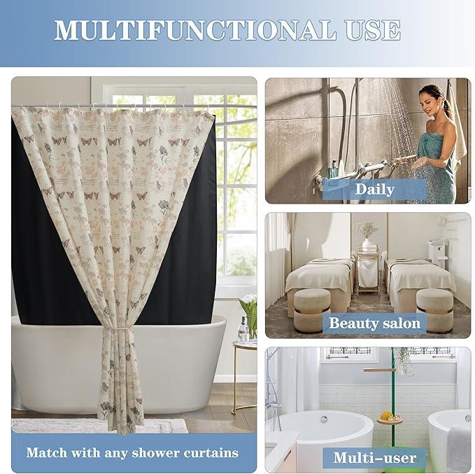 Nasitos Shower Curtain Liners 2 Pack - W36 x H72 - Washable & WaterResistant Fabric Bath Shower Liners for Narrow Stall, Stand Up Shower Stall, RV, Camper (Black, Included Magnet) - ModernBath