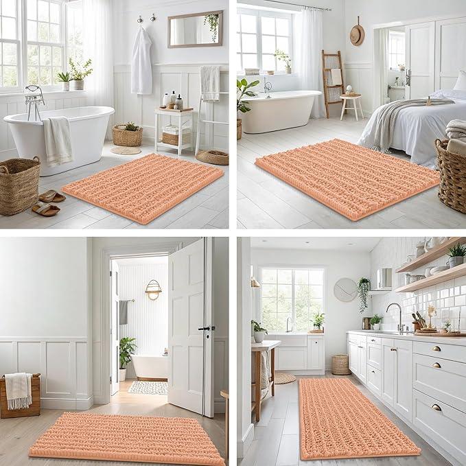 Smiry Bathroom Rugs Mat 36x24, Extra Soft Absorbent Chenille Bath Rugs, Non Slip Rubber Backing Machine Washable Quick Dry Bath Mats for Bathroom Floor, Tub, Shower, Home Decor Accessories, Peach - ModernBath