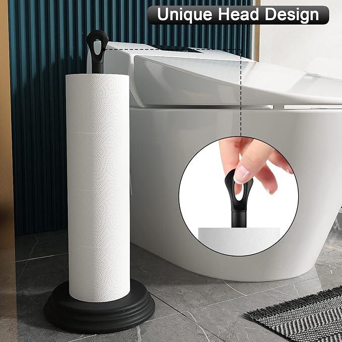 Toilet Paper Holder with Rustproof, Metal Free Standing Toilet Paper Stand Storage for Bathroom, Tissue Paper Roll Holder for Bathroom Accessories (Black) - ModernBath