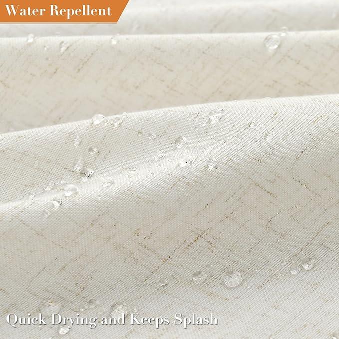 Nanspring Stall Natural Boho Linen Shower Curtain 36 Inch Rustic Cottagecore Narrow Fabric Shower Curtain Set with Hooks for Bathroom Modern Farmhouse Camper RV Tassel Bath Curtain 36x72, Cream - ModernBath