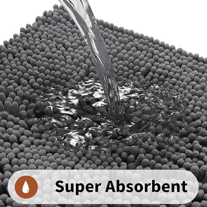 Yimobra Toilet Rugs U Shaped Washable - 24"x20" Non Slip Plush Contour Bath Rugs for Toilet - Super Soft Absorbent Quick Dry Toilet Mats for Bathroom,Dark Gray - ModernBath