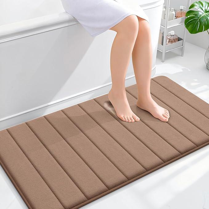 OLANLY Memory Foam Bath Mat 44x24, Super Soft Absorbent Bathroom Rugs, Quick Dry, Machine Washable Shower Floor Rugs, Bathmat Carpet, Bathroom Home Decor Accessories, Mocha - ModernBath
