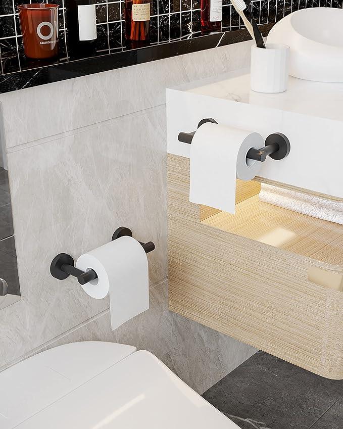 Matte Black 2 Pack Toilet Paper Holder SUS304 Stainless Steel Double Post Pivoting Toilet Paper Roll Holder Wall Mounted Toilet Tissue Holder for Commercial Bathroom RV - ModernBath